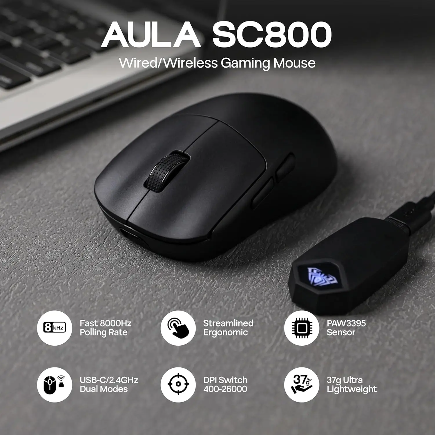 Esports Wireless Gaming Mouse - AULA SC800 Mouse da gioco USB-C