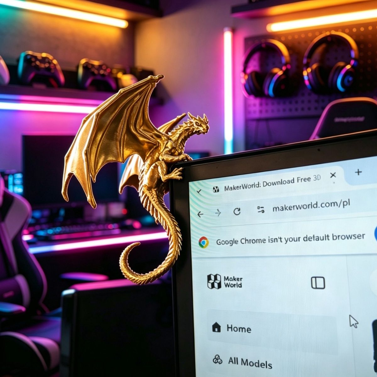 Esports Gaming Monitor - Statuetta di Drago Rilassato per Monitor,
